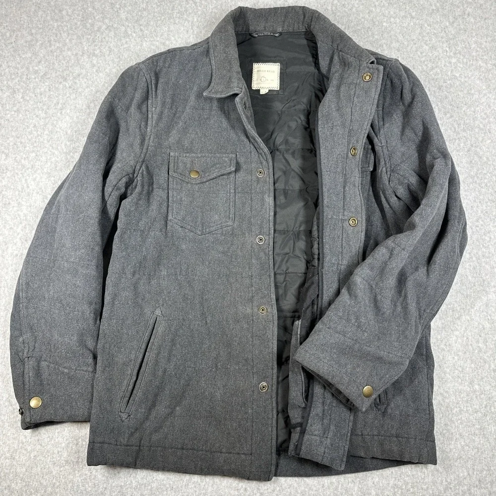 Billy Reid Quilted Chore Jacket Brass Snap Buttons Grey Men's Large(Fit Medium)